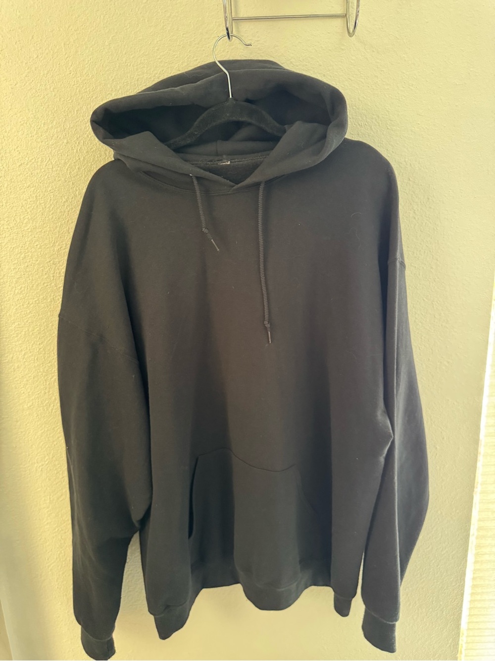 Men's Black Hooded Sweatshirt - Classic Pullover Hoodie